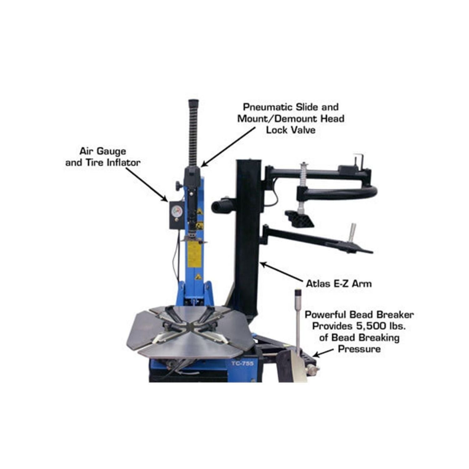 Atlas TC755EZ Tire Changer w/ E-Z Assist Arm, AlamoEquipment.com