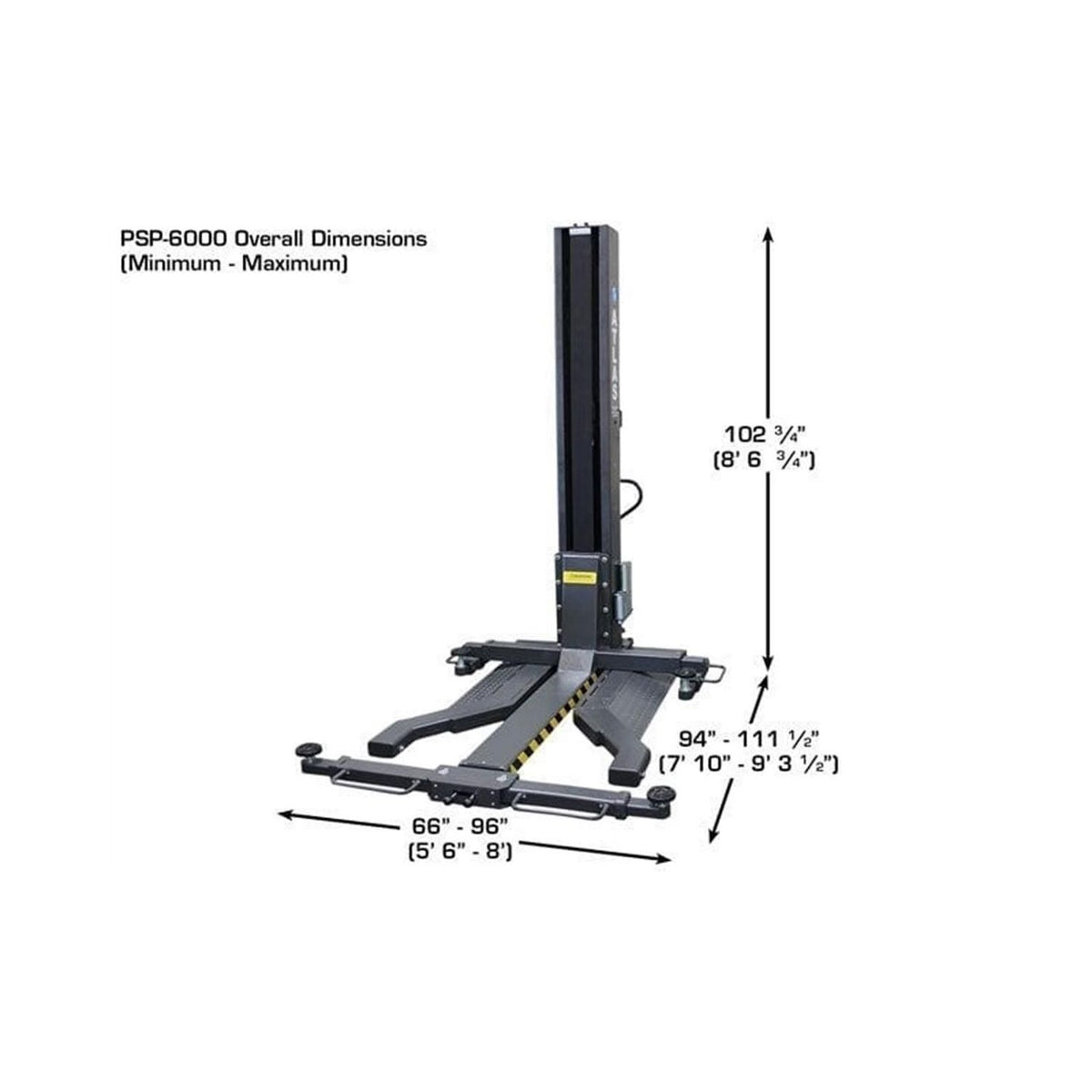 Atlas PSP-6000 6,000 lb. Portable Single Post Lift #ATEXH-PSP-6000-FPD, AlamoEquipment.com