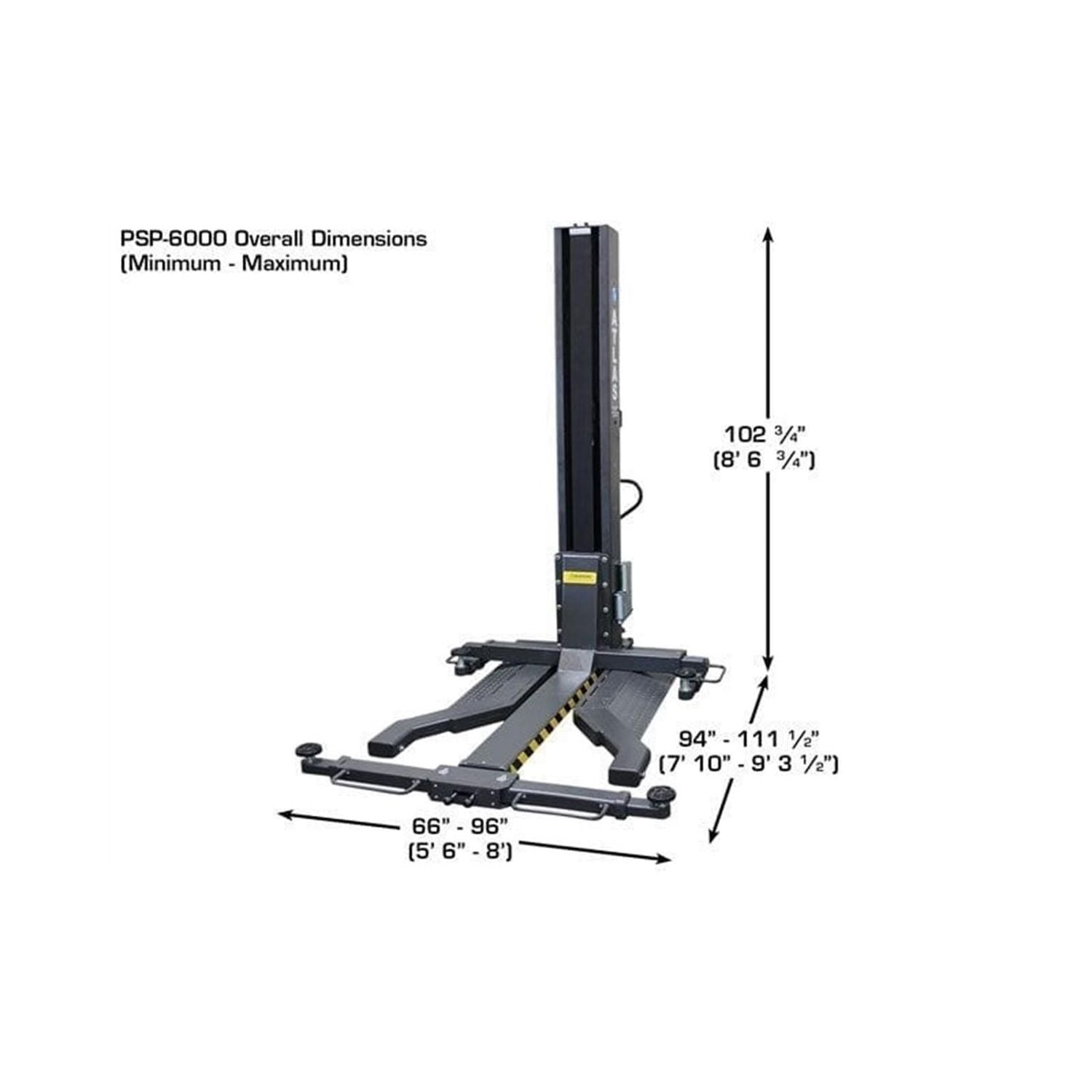 Atlas PSP-6000 6,000 lb. Portable Single Post Lift #ATEXH-PSP-6000-FPD, AlamoEquipment.com