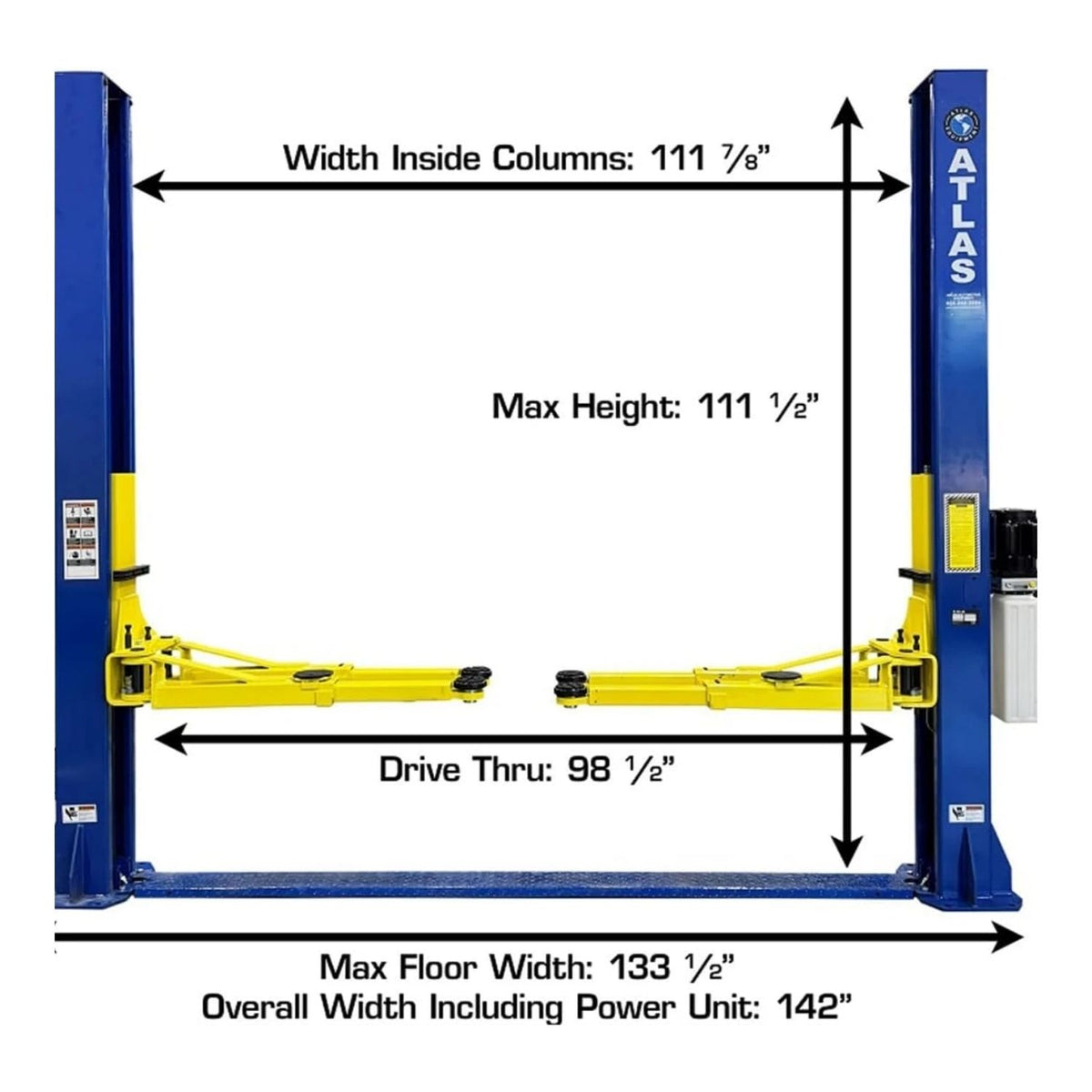 Atlas® 9,000 lb Baseplate 2-Post Lift #ATEXH-TPF-9-FPD, AlamoEquipment.com