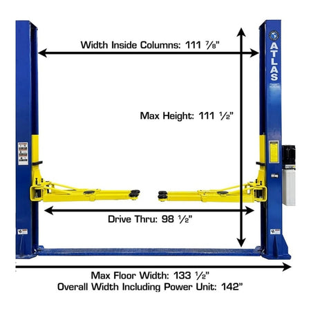 Atlas® 9,000 lb Baseplate 2-Post Lift #ATEXH-TPF-9-FPD, AlamoEquipment.com