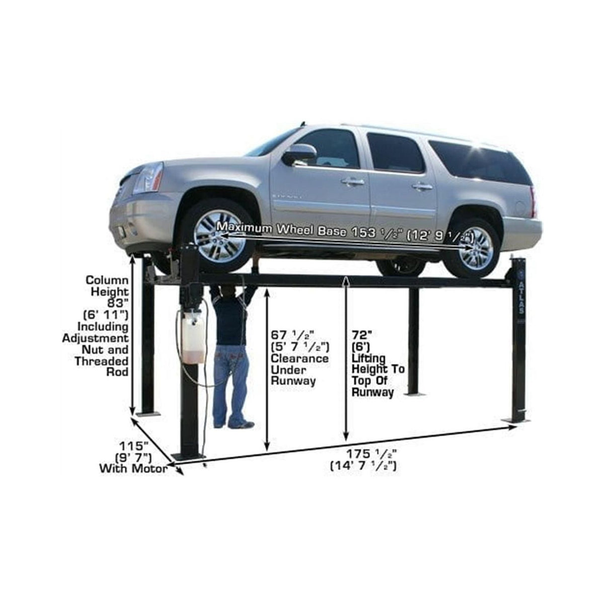 Atlas Garage PRO8000 8,000 lb. Hobbyist 4-Post Lift, AlamoEquipment.com