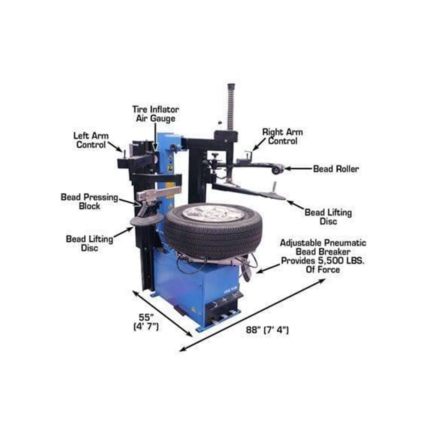Atlas TC289DAA Tire Changer w/ Dual Assist Arms, AlamoEquipment.com