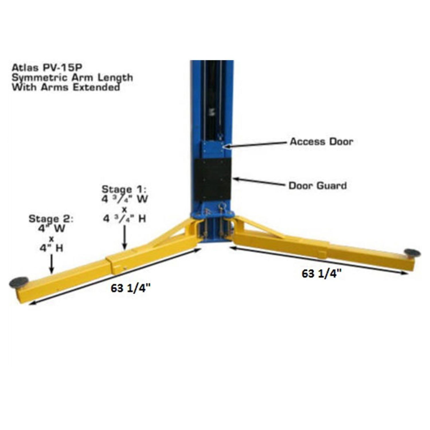 Atlas® PV15PX Adj Height Symmetric 2 Post Lift 15,000 lbs #ATEXH-PV15PX-FPD, alamoequipment.com
