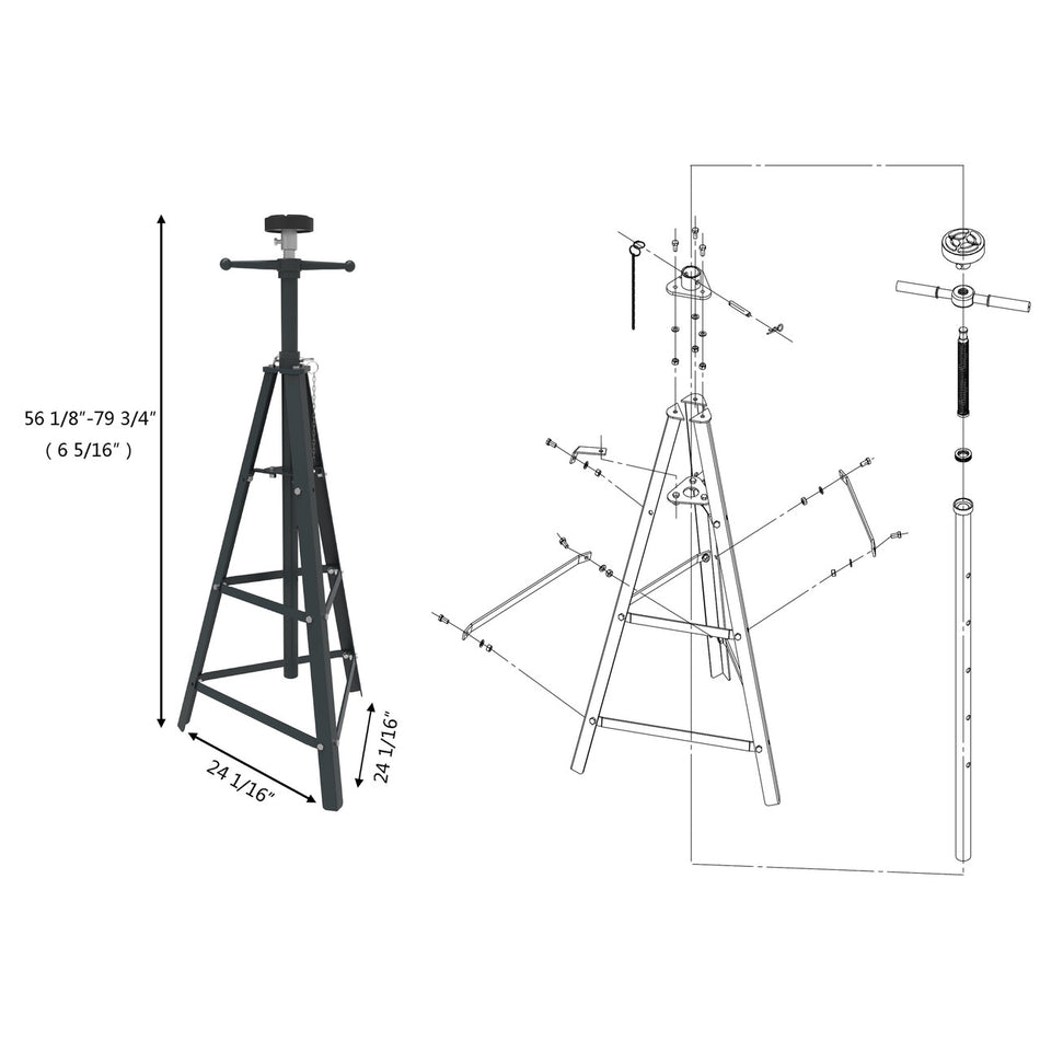 Stratus Car Lift Tripod Jack Stand SAE-JS7, alamoequipment.com