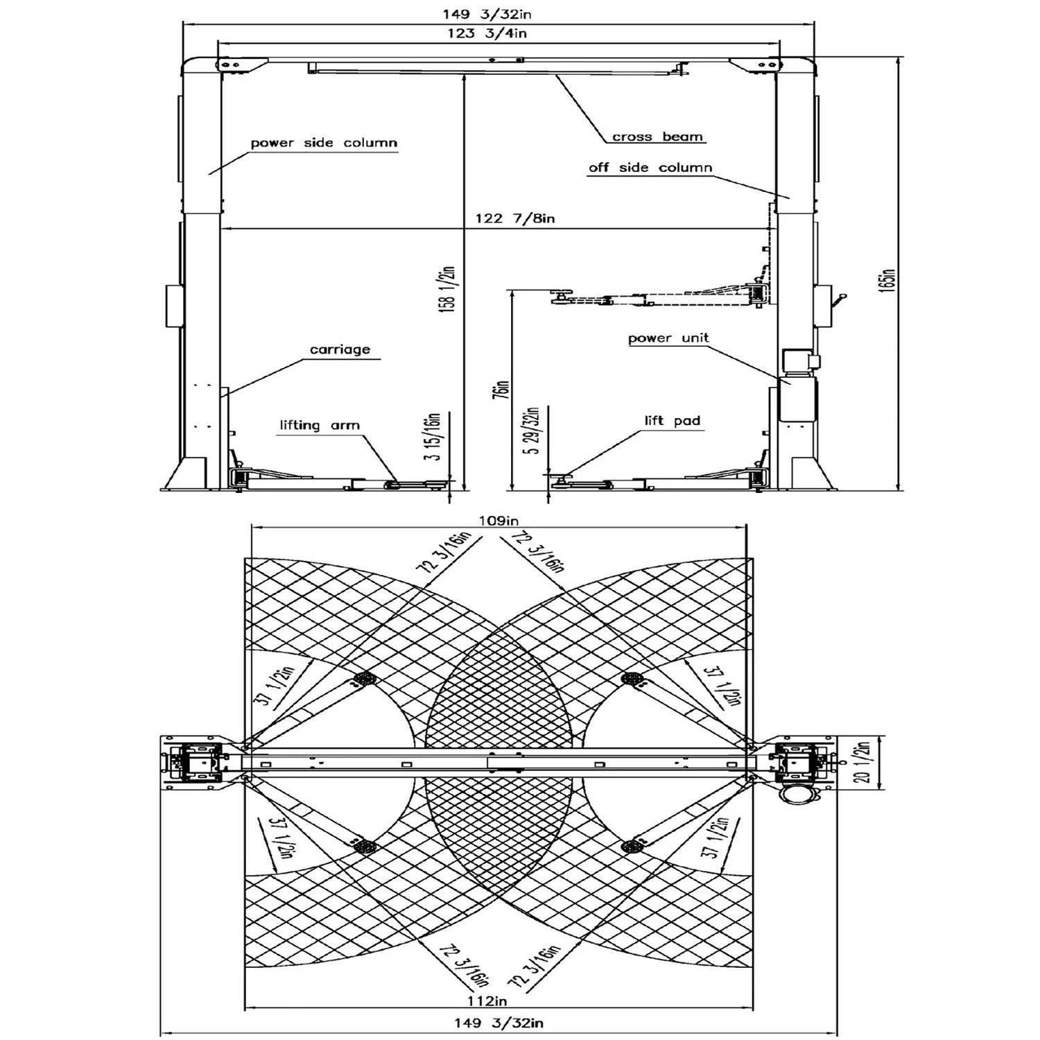 APlusLift 12,000LB 2-Post Overhead Single Release Direct Drive Car Lift #AP-12SR, alamoequipment.com