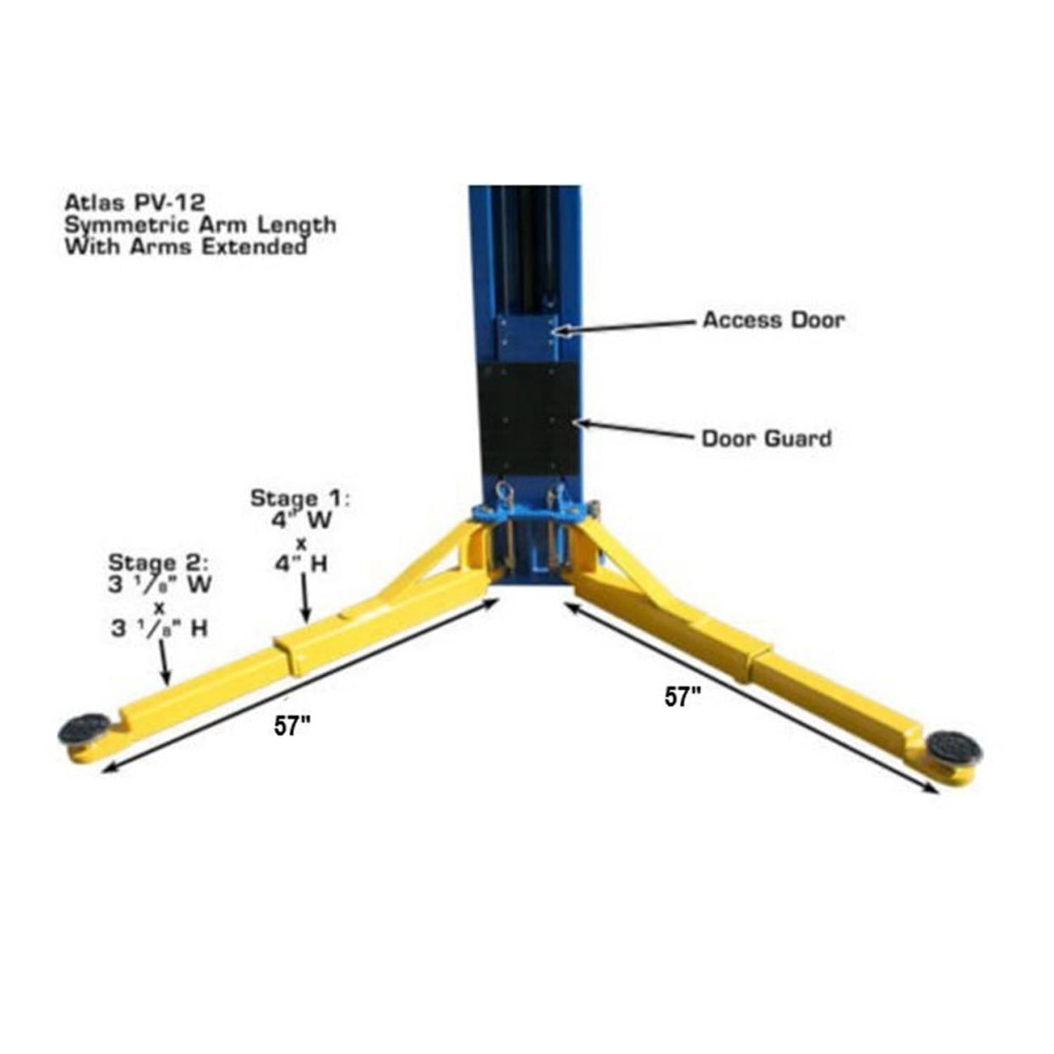Atlas® PV12PX Adj Height Ex-Wide/Ex-Tall 2 Post Lift 12k lbs ATEXH-PV1