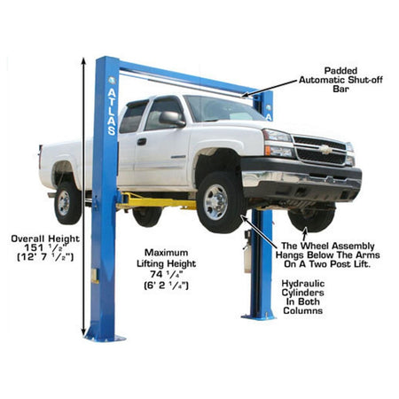 Atlas® OHX10000X Commercial Grade Extra Tall 2-Post Lift 10,000 lb #ATEATTD-OHX10000X-FPD, alamoequipment.com