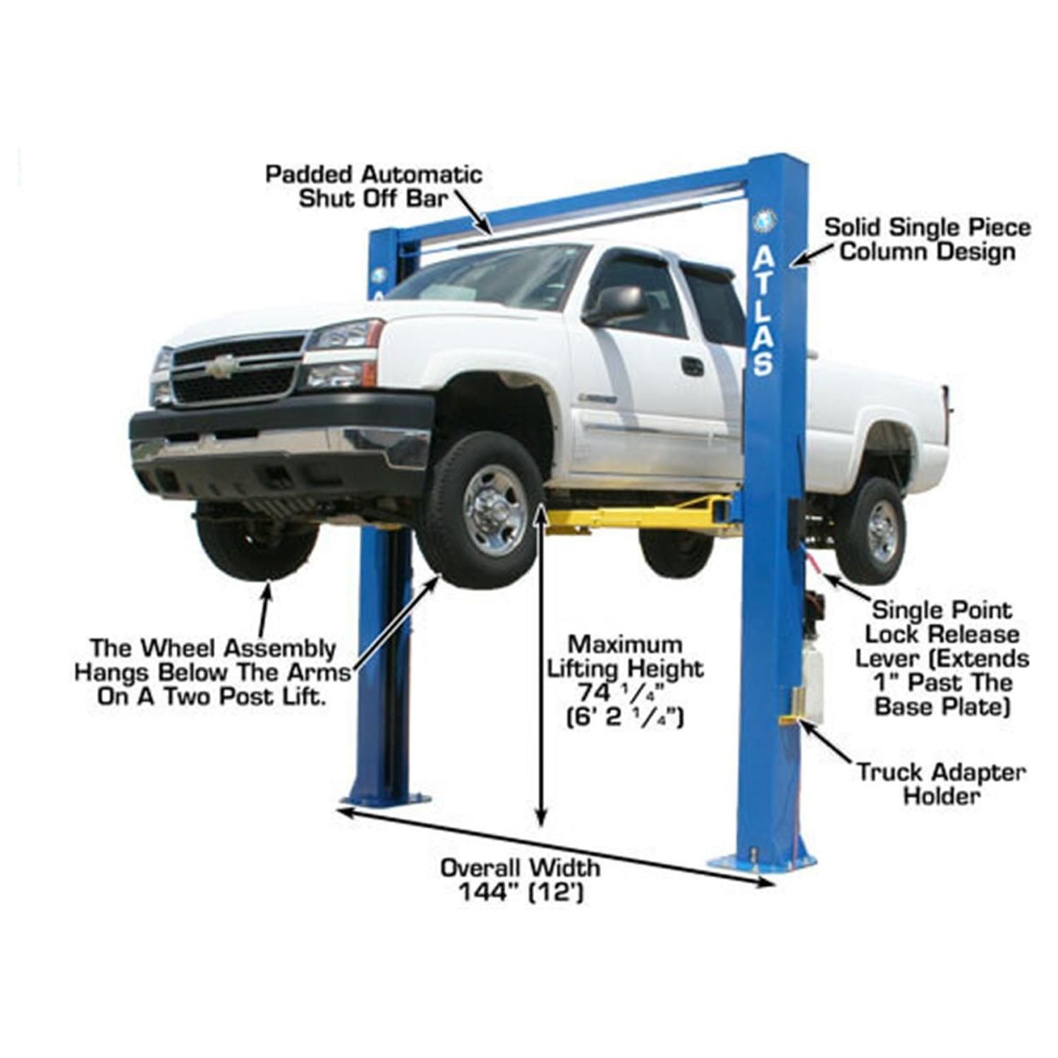 Atlas® OHX10000X Commercial Grade Extra Tall 2-Post Lift 10,000 lb #ATEATTD-OHX10000X-FPD, alamoequipment.com