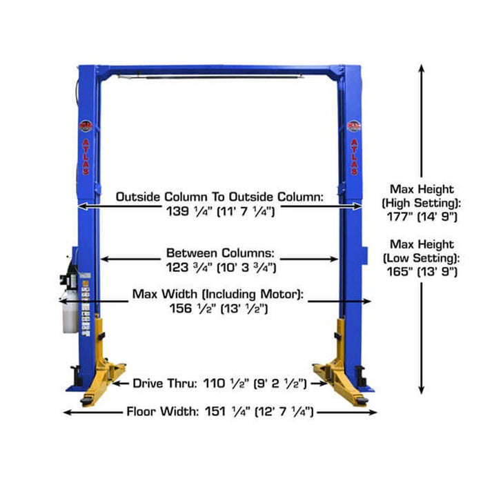 Atlas® Platinum PVL12 ALI Certified 12,000 lb. Capacity 2-Post Lift, alamoequipment.com