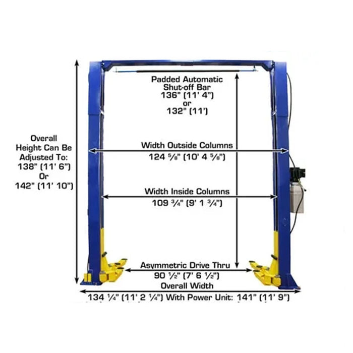 Atlas® Equipment 9KOH Symmetric/Asymmetric 2 Post Lift 9,000 lbs, alamoequpment.com