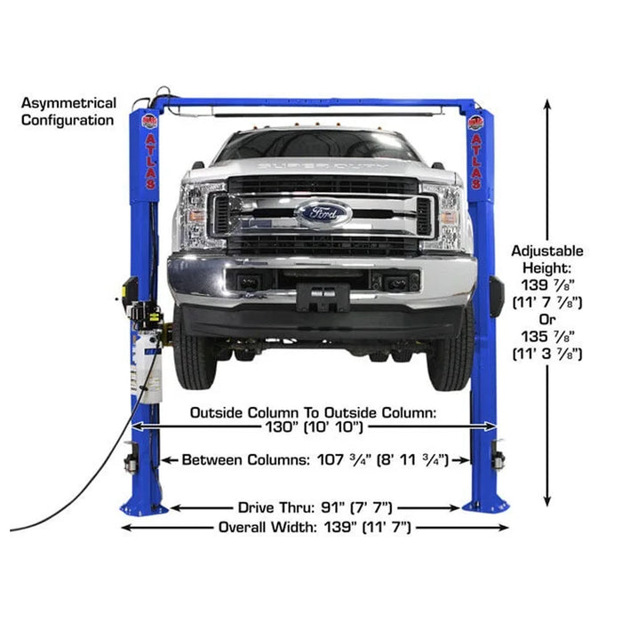 Atlas® Platinum PVL-10 ALI Certified Adj Height 2 Post Lift 10k lbs, alamoequiment.com