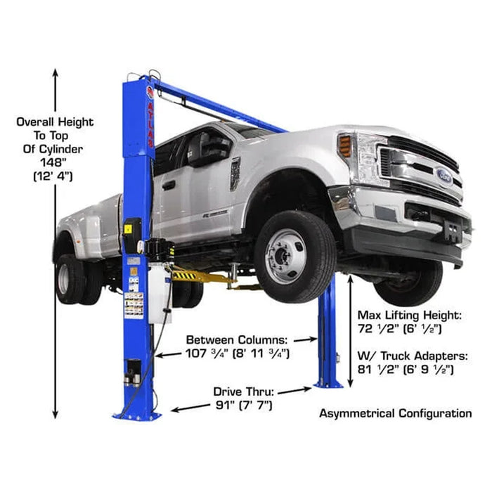 Atlas® Platinum PVL-10 ALI Certified Adj Height 2 Post Lift 10k lbs, alamoequiment.com