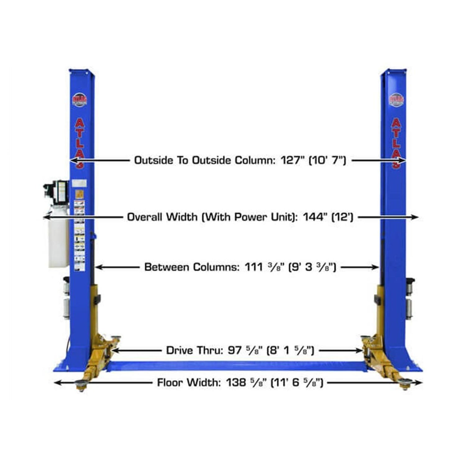 Atlas Equipment Platinum PVL9BP ALI Certified 2-Post Lift 9k lbs. #ATEAP-PVL9BP-FPD, alamoequipment.com