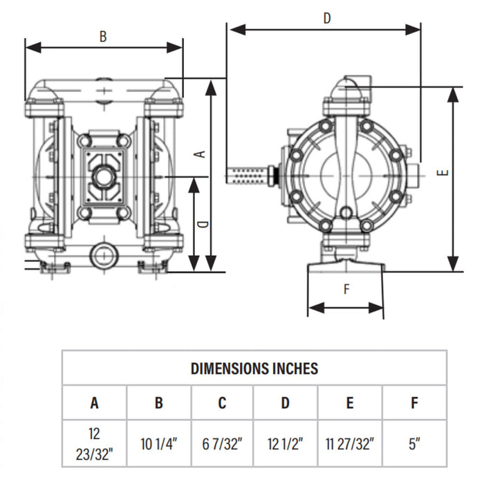 Balcrank 1120-015S AODD Conventional 1 in. Aluminum Diaphragm Pump diagram, Alamo Equipment, alamoequipment.com