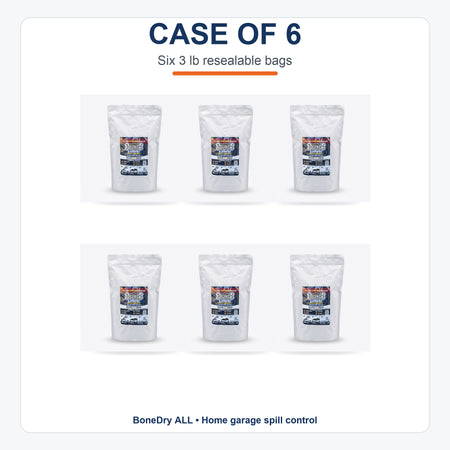 BoneDry ALL case of six 3 lb resealable spill absorbent bags