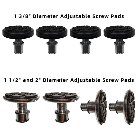 APlusLift 1 3/8", 1 1/2", and 2" Diameter Adjustable Screw Pads- 4 Pieces, alamoequipment.com