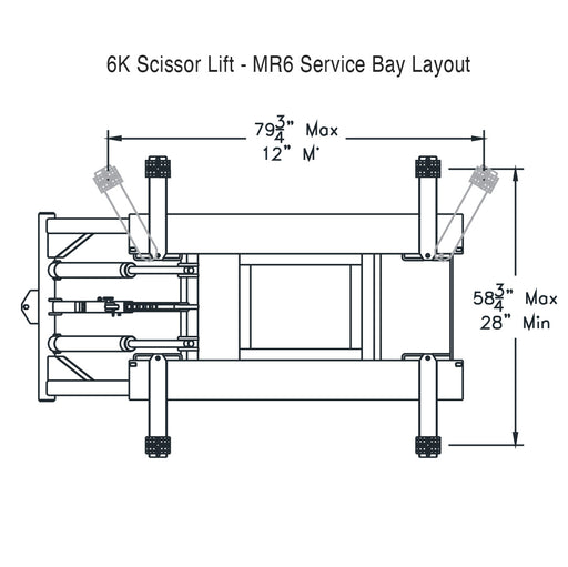 Challenger 6K Mid-Rise Lift/Portable #MR6 Service Bay Layout, Alamo Equipment, alamoequipment.com