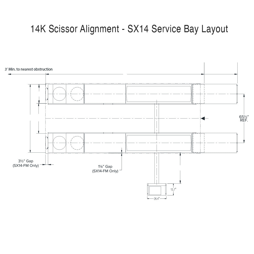 Challenger 14K Heavy-Duty Scissor Alignment #SX14 service bay layout, Alamo Equipment, alamoequipment.com