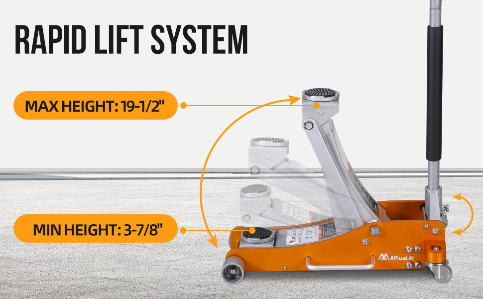 APlusLift 3 Ton Lower profile Aluminum/Steel Racing Floor Jack, AF350G, alamoequipment.com