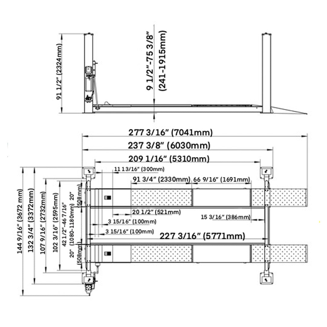 Stratus 4-Post 14k lbs Pneumatic Safety Lock Release Alignment Car Lift SAE-414A, duvallatelier.com