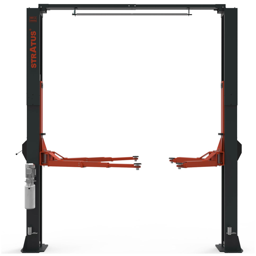 Stratus Clear Floor 12k lbs Single Point Manual Release 2-Post Lift SAE-C12X, alamoequipment.com