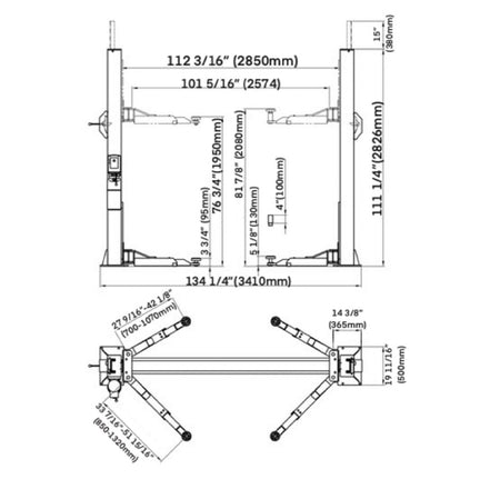 Stratus Floor Plate Open 10k lbs Single Point Manual Release 2-Post Car Lift SAE-F10P, alamoequipment.com