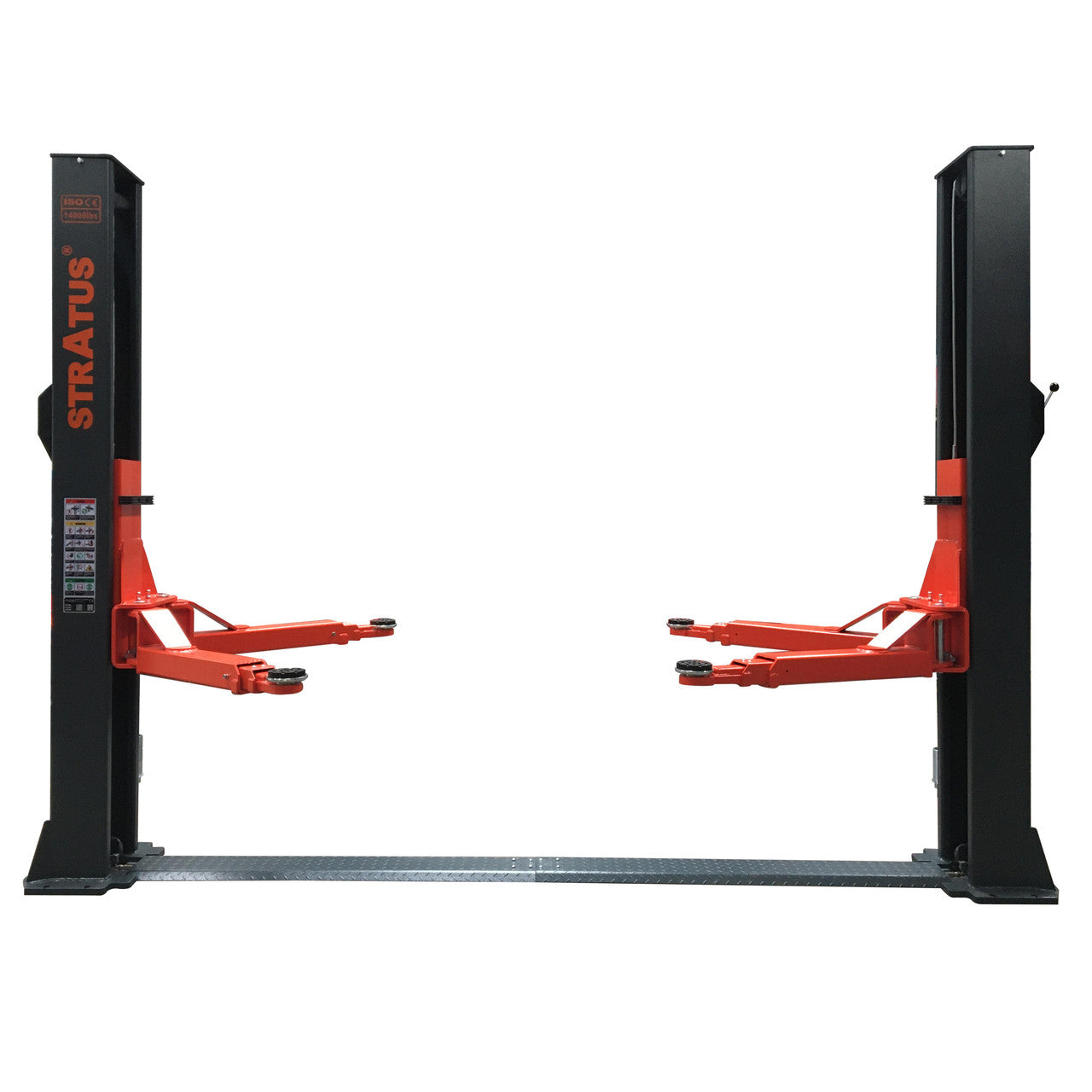 Stratus Extra Wide 14k lbs Single Point Manual Release 2-Post Lift SAE-F14X, alamoequipment.com