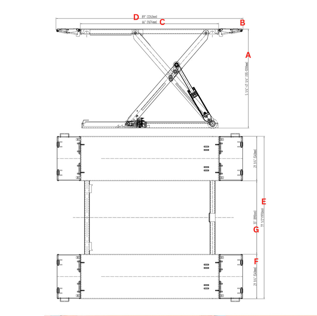 Stratus Extra Wide & Tall 10k lbs Scissor Car Lift, SAE-MS10000P, alamoequipment.com