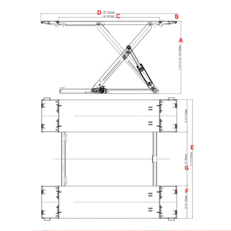 Stratus Extra Wide & Tall 10k lbs Scissor Car Lift, SAE-MS10000P, alamoequipment.com