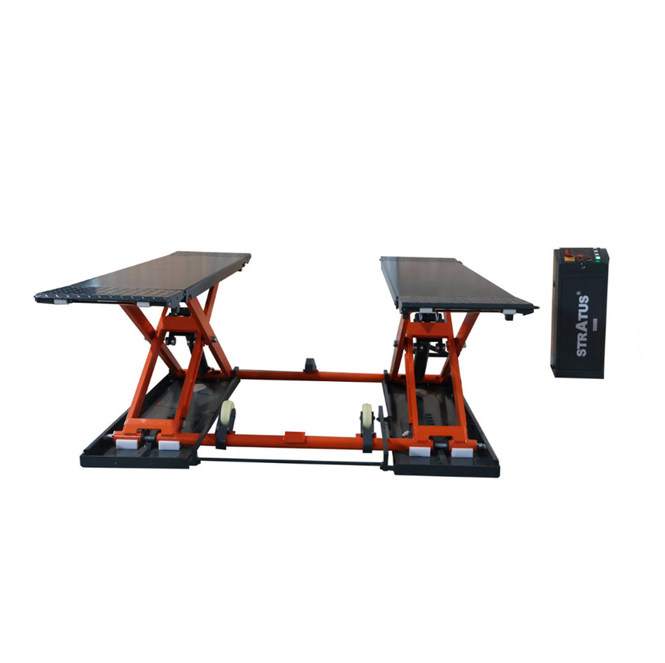 Stratus Extra Wide & Tall 9k lbs Scissor Car Lift, SAE-MS9000XT, alamoeequipment.com