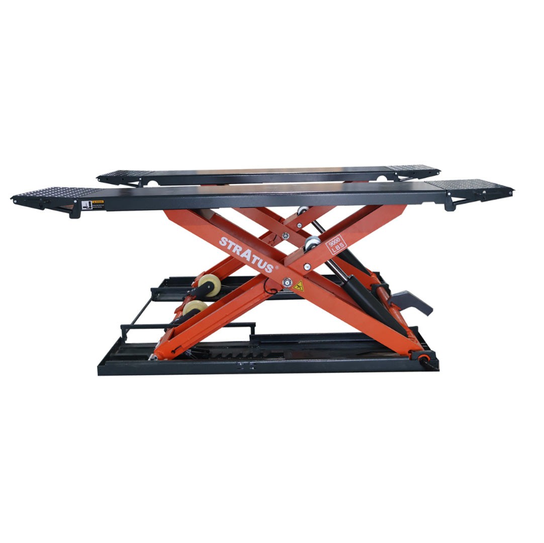 Stratus Extra Wide & Tall 9k lbs Scissor Car Lift, SAE-MS9000XT, alamoeequipment.com