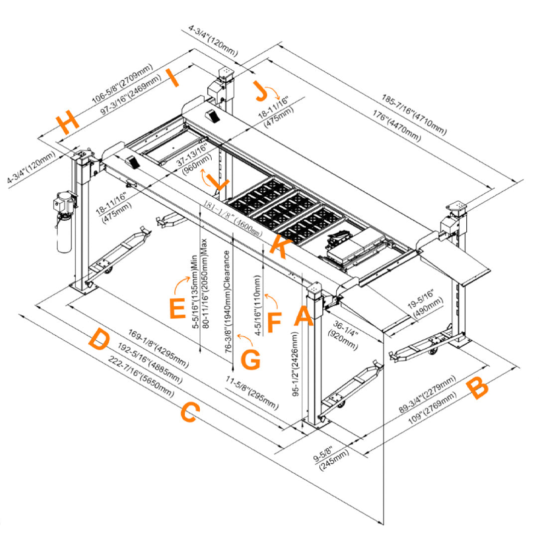Stratus 4-Post 8k lbs 4 Post Mobile Compact Storage Parking Car Lift SAE-P48P, alamoequipment.com