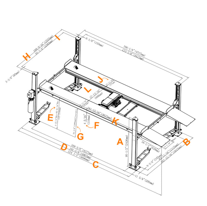 Stratus 4-Post 8k lbs Manual Release Car/Storage Lift w/Casters SAE-P48-G3