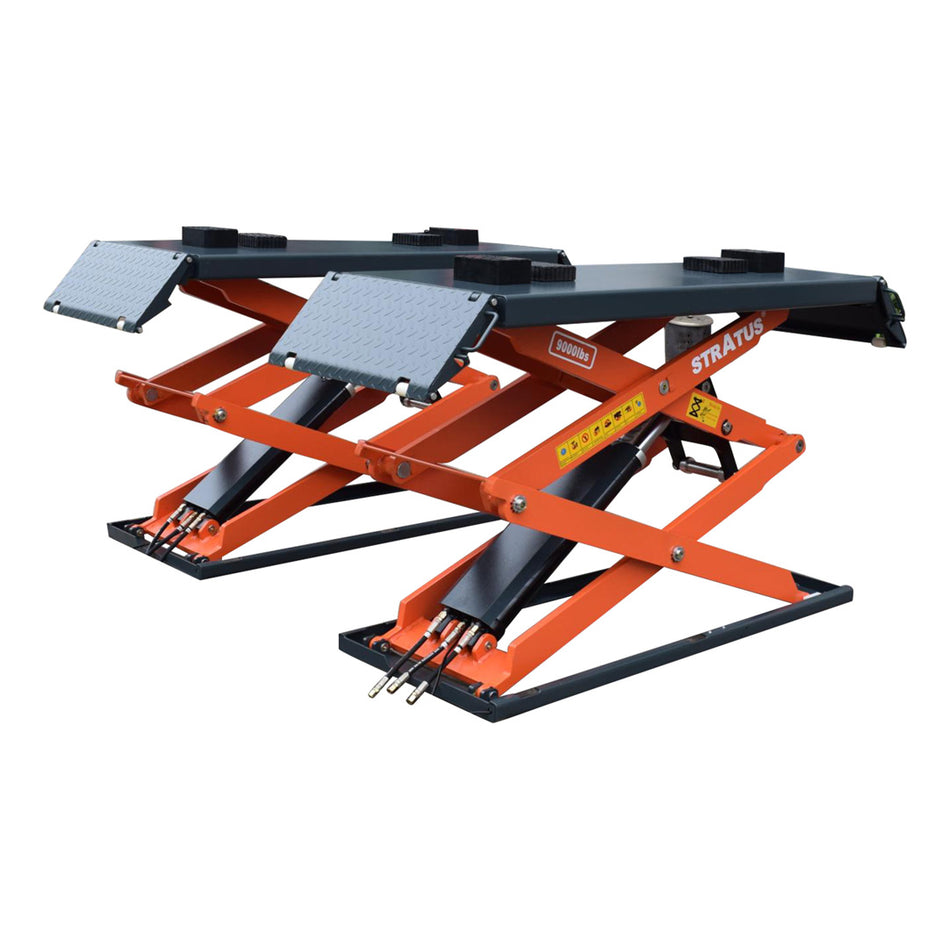 Stratus 3 Commercial Grade On-Ground  Scissor Car Lift Generation 3, SAE-UT9000 video, alamoequipment.com