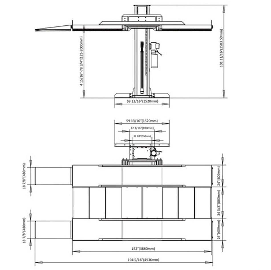 Stratus Single-Post 6600 lbs Manual Release Parking Car Lift SAE-P166M, alamoequipment.com